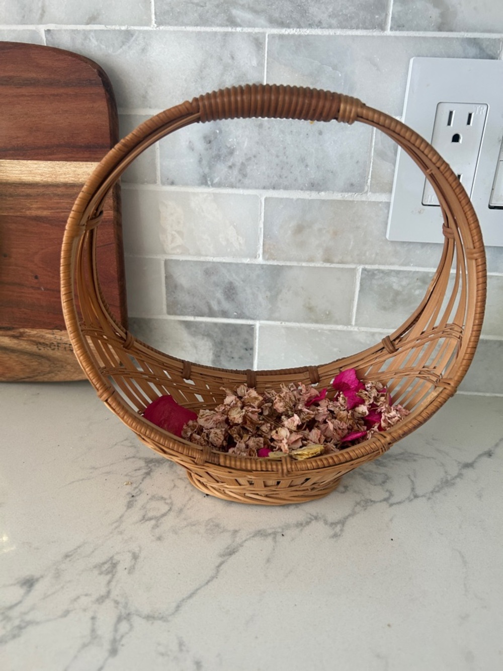 Vintage Wicker Woven Boat Shaped Basket - flower girl